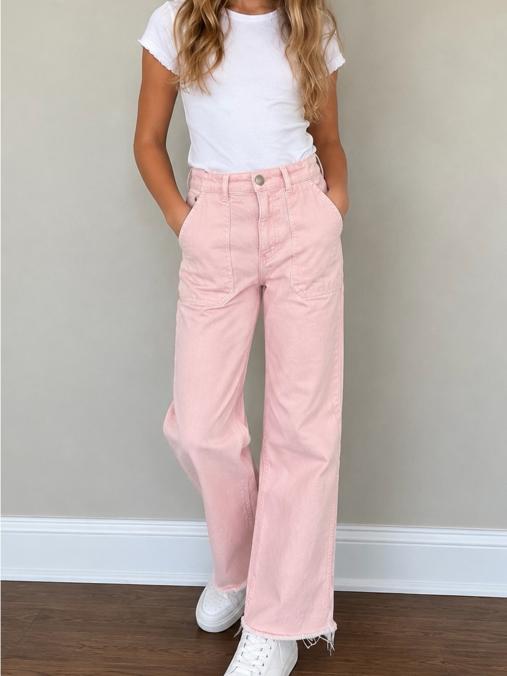 ZARA Girls Pink Utility Straight Leg Jeans Size 11-12 / 152 💕